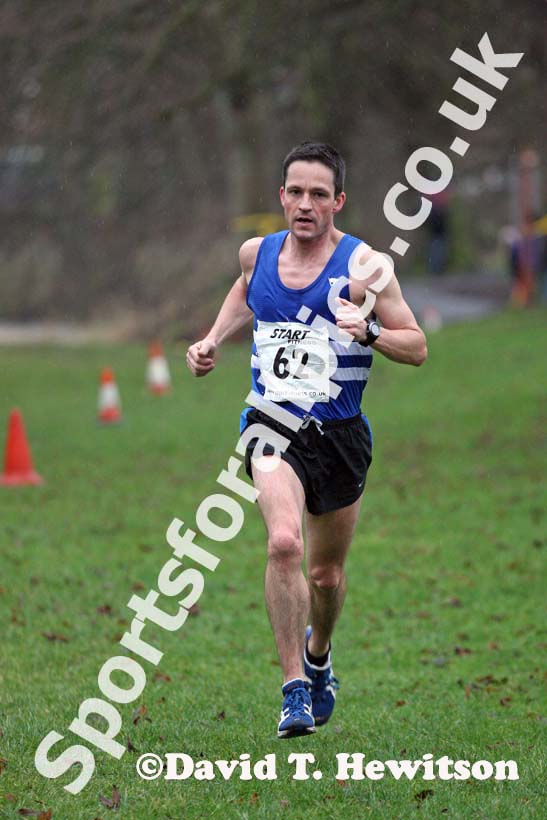 Adrian Whitwam (Morpeth) finishing the New Years Day Morpeth 11k Road Race. Photo: David T. Hewitson/Sports for All Pics